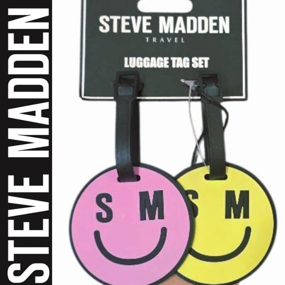 Steve Madden SM Logo Smiley Face Travel Luggage Tag Set